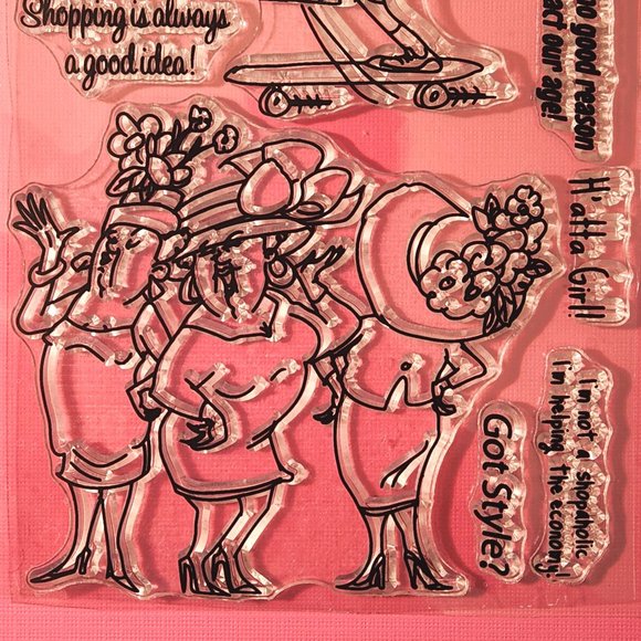 #198 STAMP & DIE SET: FUNNY LADIES, FRIENDSHIP, SHOPPING, BIRTHDAY - Picture 4 of 5